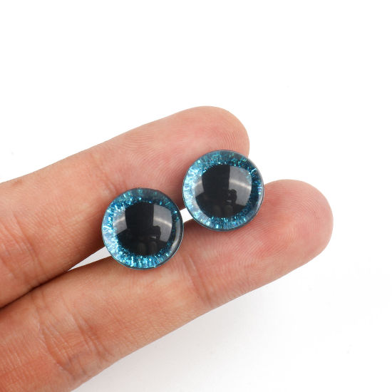 Изображение ABS Пластик Аксессуары для поделок ручной работы Синий Глаза Блестки 9мм диаметр, 20 Комплектов