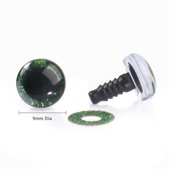 Изображение ABS Пластик Аксессуары для поделок ручной работы Зеленый Глаза Блестки 9мм диаметр, 20 Комплектов