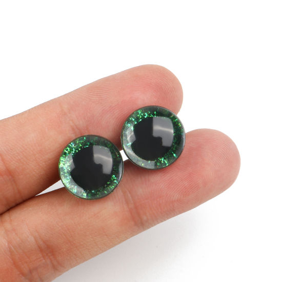 Picture of Plastic DIY Handmade Craft Materials Accessories Green Toy Eye Sequins 14mm Dia., 20 Sets