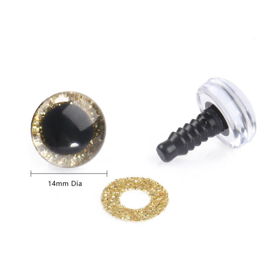 Picture of Plastic DIY Handmade Craft Materials Accessories Golden Toy Eye Sequins 14mm Dia., 20 Sets