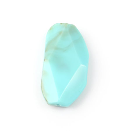 Bild von Acryl Perlen Polygon Cyan Imitat Howlith ca. 31mm x 16mm, Loch:ca. 1.6mm, 100 Stück