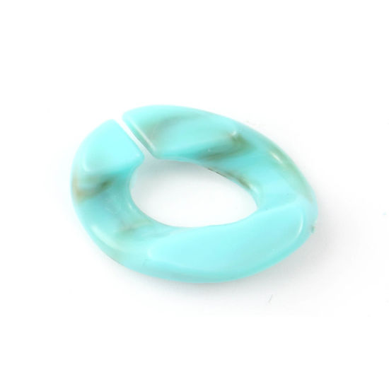 Image de Perles en Acrylique Ovale Bleu-Vert Imitation Turquoise 24mm x 17mm, 100 Pcs