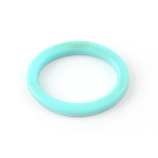 Image de Perles en Acrylique Ovale Bleu-Vert Imitation Turquoise 25mm x 19mm, 100 Pcs