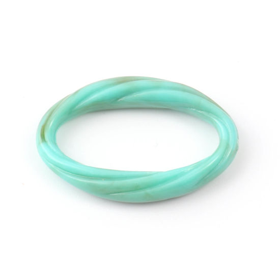 Image de Perles en Acrylique Ovale Bleu-Vert Rayées Imitation Turquoise 31mm x 21mm, 50 Pcs