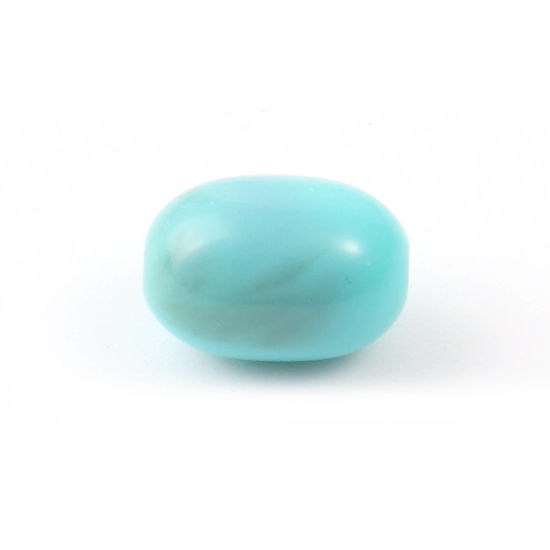 Image de Perles en Acrylique Ovale Bleu-Vert Imitation Turquoise 10mm x 7mm, Trou: env. 1.8mm, 200 Pcs