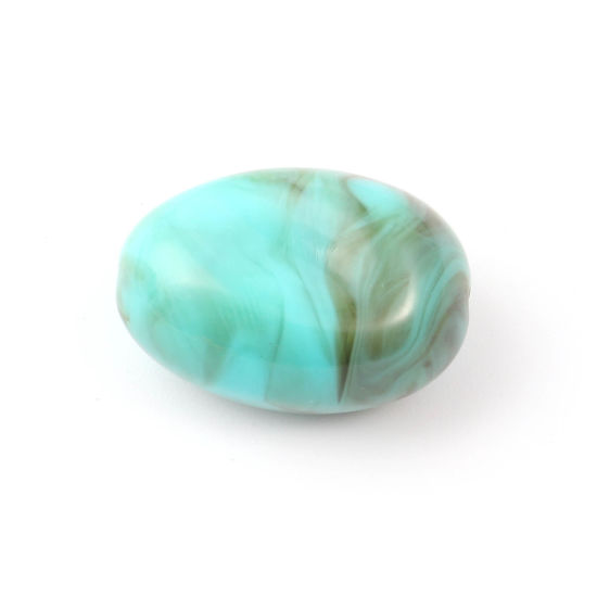 Image de Perles en Acrylique Ovale Bleu-Vert Imitation Turquoise 24mm x 17mm, Trou: env. 2mm, 20 Pcs