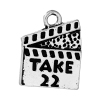 Picture of Zinc Based Alloy Charms Movie Clapper Board Antique Silver Color Message " TAKE 22 " Carved 16mm( 5/8") x 13mm( 4/8"), 10 PCs