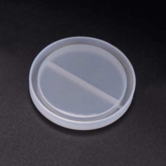 Picture of Silicone Resin Mold For Jewelry Making Pendant Ornaments Round White 6.8cm Dia., 1 Piece