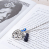Picture of New Fashion Link Cable Chain Textured Antique Silver Color Heart Evil Eye Pendant Necklace With Terylene Tassel At Random 86cm(33 7/8") long, 1 Piece