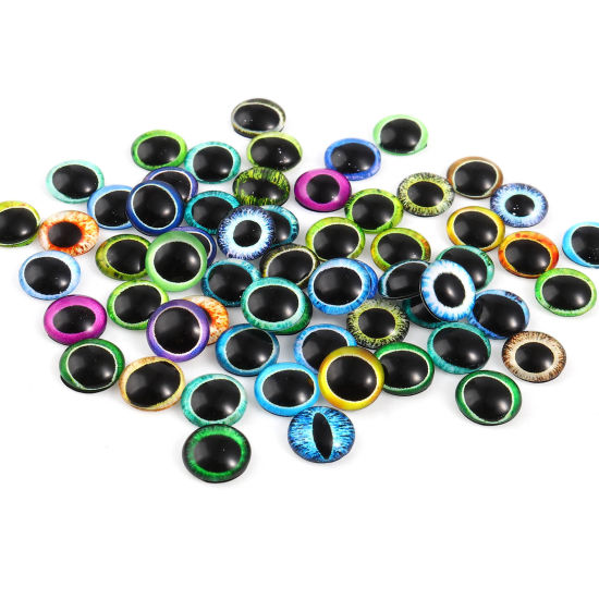 Picture of Glass Embellishments Round Flatback At Random Color Mixed Eye Pattern 8mm Dia, 20 PCs