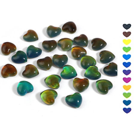 Picture of Glass Color Change Temperature Sensing Embellishments Heart Flatback Multicolor 15mm x 15mm, 5 PCs