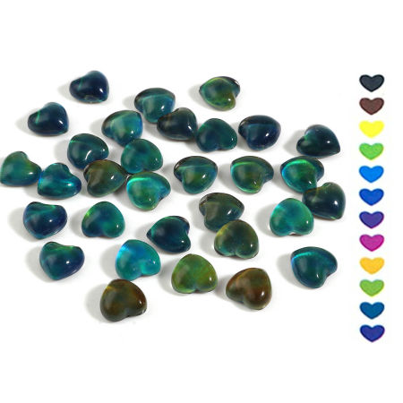 Picture of Glass Color Change Temperature Sensing Embellishments Heart Flatback Multicolor 12mm x 12mm, 5 PCs