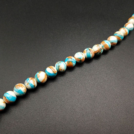 Picture of Agate ( Synthetic ) Loose Beads Round Blue & Orange About 4mm Dia, Hole: Approx 1mm, 1 Strand ( 95 PCs/Strand)