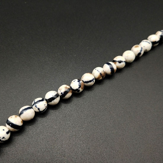 Picture of Agate ( Synthetic ) Loose Beads Round Black & White About 6mm Dia, Hole: Approx 1mm, 1 Strand ( 62 PCs/Strand)