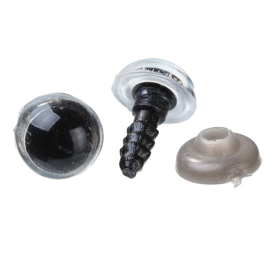 Image de Création Poupée en Plastique Noir & Transparent Forme œil Transparent 14mm x9mm( 4/8" x 3/8") 9mm x4mm( 3/8" x 1/8"), 100 Kits( 50 Paires)