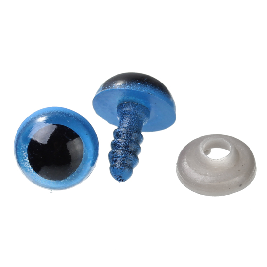Изображение ABS Пластик Фурнитуры для Изготовления Кукол Чёрное Глазное Яблоко Синий Глаза 14mm x9mm( 4/8" x 3/8") 9mm x4mm( 3/8" x 1/8"), 50 пар,100 Комплектов