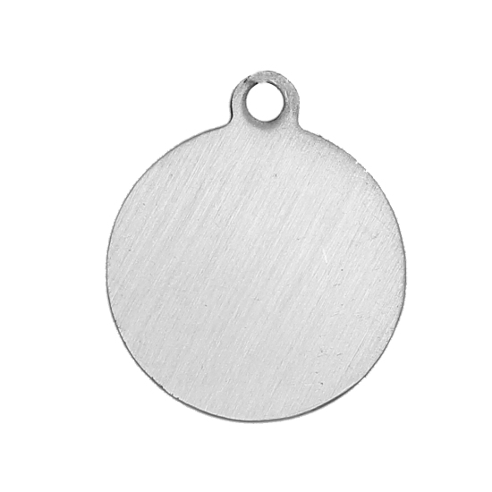 Picture of Stainless Steel Blank Stamping Tags Pendants Round Silver Tone One-sided Polishing 23mm x 20mm, 10 PCs