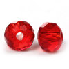 Image de Perles en Verre Forme Rond Rouge à facettes Transparent, 4mm x 3mm, Tailles de Trous: 1mm, 200 Pcs