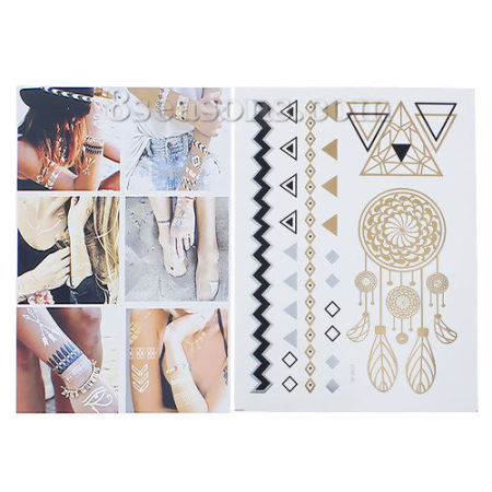 Papier Temporäre Metallic Tattoos Aufkleber für Körper Wasserdicht Bunt , mit Traumfänger Muster, 21cm x 15cm, 1 Blatt