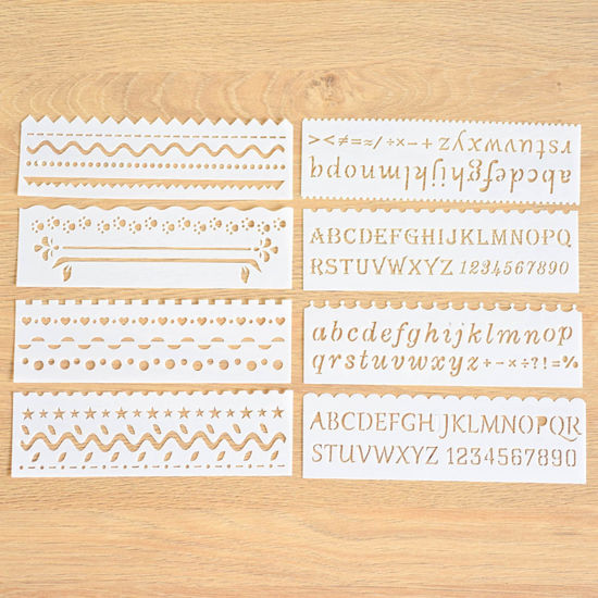Bild von Polypropylen Zeichenschablone Weiß Buchstabe Welle 18.3cm x 5.5cm, 1 Packung( 8 Stk/Paket)