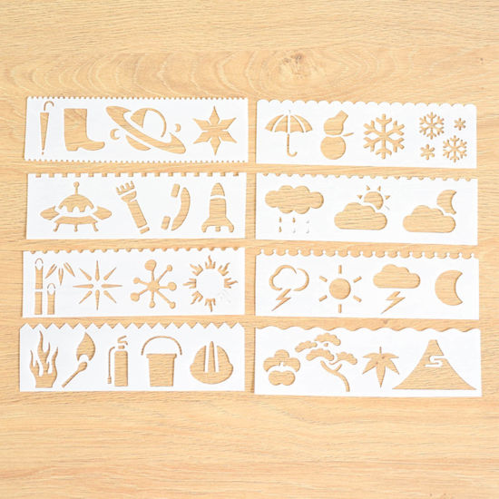 Image de Trace Gabarit en Polypropylène Blanc Symboles de Temps 18.3cm x 5.5cm, 1 Paquet( 8 PCs/Paquet)