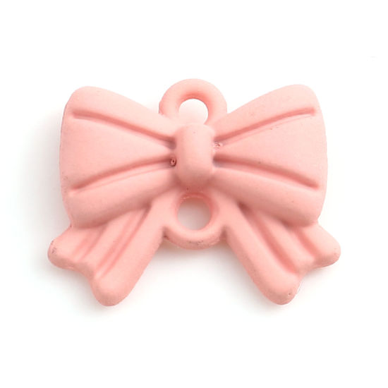 Immagine di Lega di Zinco Charms Cravatta a Farfalla Rosa Pittura 16mm x 13mm , 10 Pz