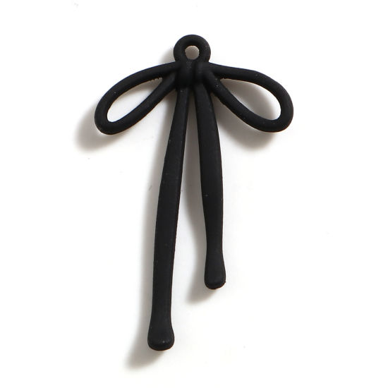 Imagen de Zamak Colgantes Bowknot Negro Pintura 33mm x 20mm, 10 Unidades