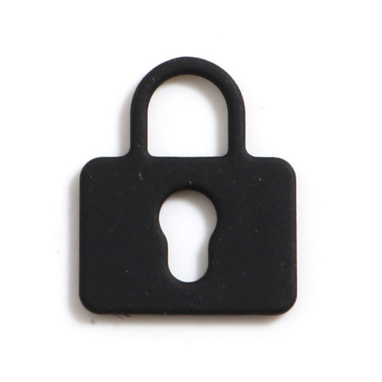 Imagen de Zamak Colgantes Charms Bloqueo Negro Pintura 18mm x 15mm, 10 Unidades