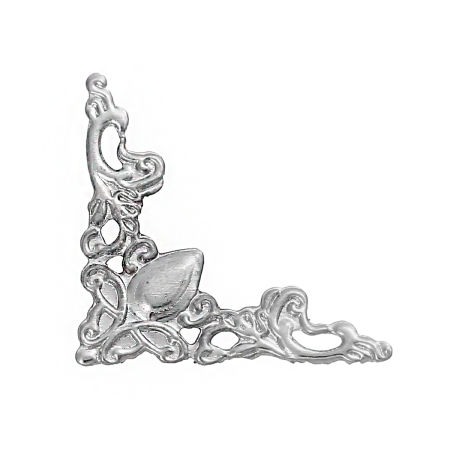 100 ШТ Железный Сплав(Без Кадмия) Филигранные цветок железа Кабошоны украшение Треугольник Серебряный Тон ажурная резьба 22мм x 22мм