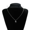 Picture of Fashion Brass Necklace Link Cable Chain Silver Tone Heart Hollow Clear Cubic Zirconia 45.5cm(17 7/8") long, 1 Piece                                                                                                                                           
