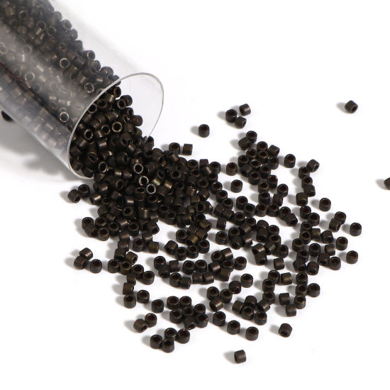 Изображение Семя Стеклянные Семя Бисеры Круглые Черно-коричневый штейн Примерно 2мм диаметр Размер Поры 0.7мм, 1 Бутылка