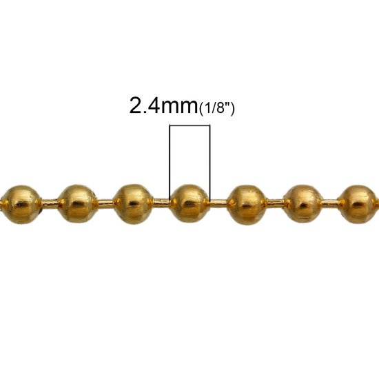 Bild von Eisen(Legierung) Kugelkette Kette Vergoldet 2.4mm D., 10 Meter