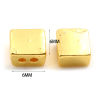 Picture of Zinc Based Alloy Spacer Beads 2 Holes Square Gold Plated About 6mm x 6mm, Hole: Approx 1.2mm, 10 PCs