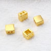 Picture of Zinc Based Alloy Spacer Beads 2 Holes Square Gold Plated About 6mm x 6mm, Hole: Approx 1.2mm, 10 PCs