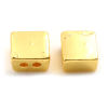 Picture of Zinc Based Alloy Spacer Beads 2 Holes Square Gold Plated About 6mm x 6mm, Hole: Approx 1.2mm, 10 PCs
