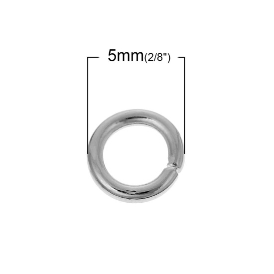 Picture of 1000 PCs 5mm Dia., 1mm(18 gauge) Iron Based Alloy Open Jump Rings Findings For Jewelry Making Silver Plated Round