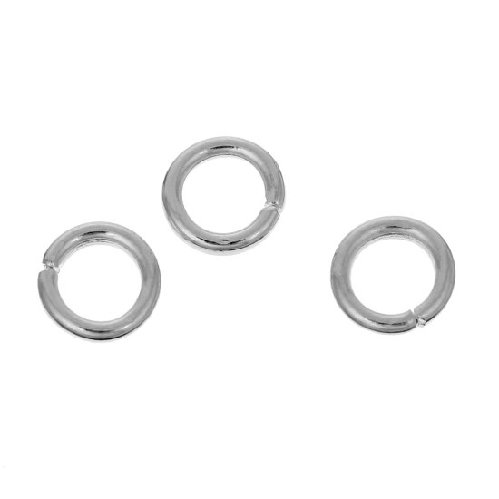 Picture of 1000 PCs 5mm Dia., 1mm(18 gauge) Iron Based Alloy Open Jump Rings Findings For Jewelry Making Silver Plated Round