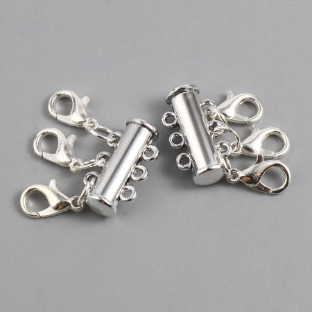 Picture of Zinc Based Alloy Magnetic Layered Slide Lock Clasps For Stackable Multi-layer Necklace Bracelet Tube Multicolor