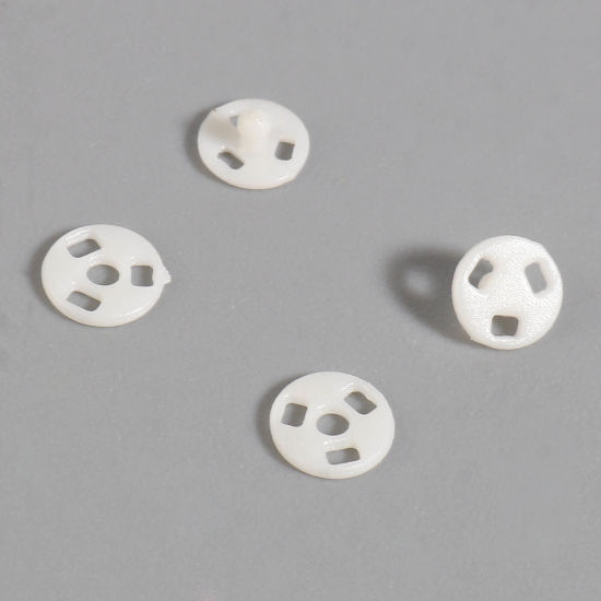 Picture of Plastic Hidden Button White Round 4mm Dia., 30 Sets