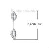 Image de Fermoirs Pinces Replié Forme Feuille du Pendantif en Laiton Argenté, 34mm x 7mm, 20 Pcs                                                                                                                                                                       