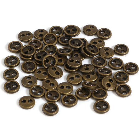 Picture of Zinc Based Alloy Metal Sewing Buttons Two Holes Multicolor Round 50 PCs