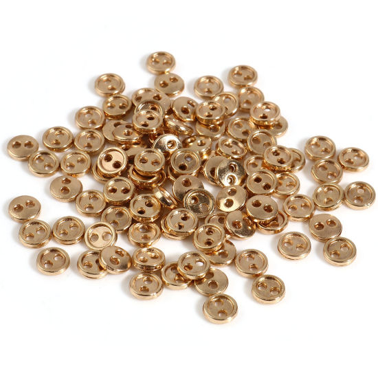 Picture of Zinc Based Alloy Toy Doll Making Metal Sewing Buttons Two Holes KC Gold Plated Round 3mm Dia., 50 PCs