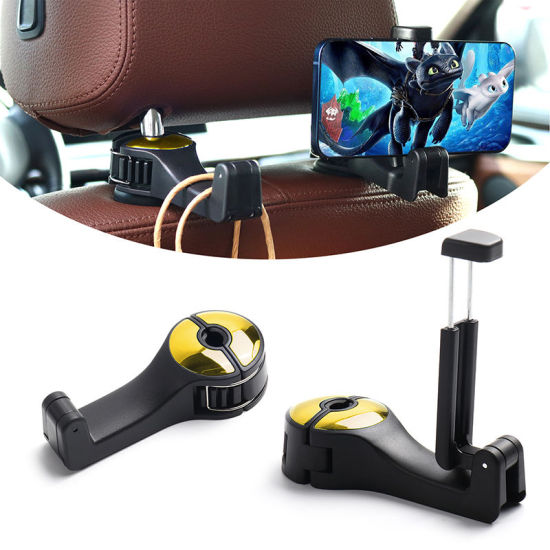 Picture of Golden - 1# ABS Car Seat Back Multifunction Mobile Phone Bracket Hook 12x5.5x3cm, 1 Pair