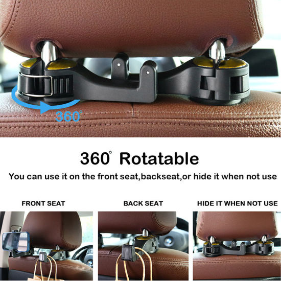 Изображение Golden - 1# ABS Car Seat Back Multifunction Mobile Phone Bracket Hook 12x5.5x3cm, 1 Pair