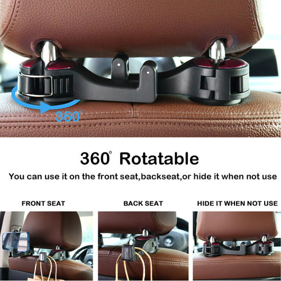Image de Rouge - Crochet de support de téléphone portable multifonction pour siège de voiture ABS 3 # 12x5.5x3cm, 1 paire