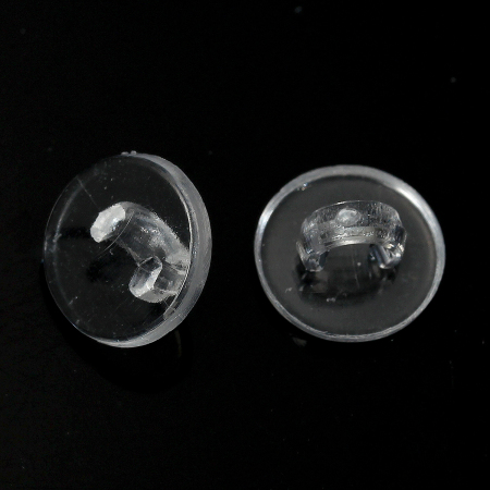 Plastic Sewing Shank Buttons Round Clear Transparent 10mm( 3/8") Dia, 200 PCs