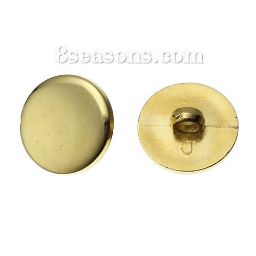Picture of Plastic Sewing Shank Buttons Round Gold Plated 18mm( 6/8") Dia, 100 PCs