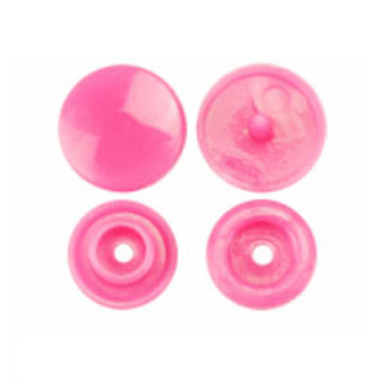 Image de Bouton Pression à Griffe en Résine Rond Rose 12mm x 6.8mm, 10 Paquets