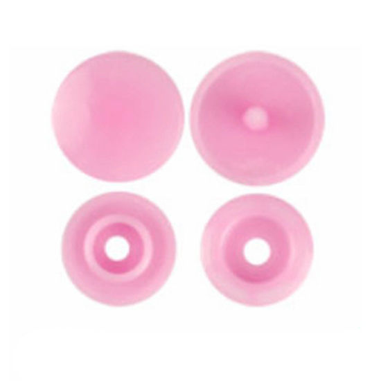 Image de Bouton Pression à Griffe en Résine Rond Rose 12mm x 6.8mm, 10 Paquets