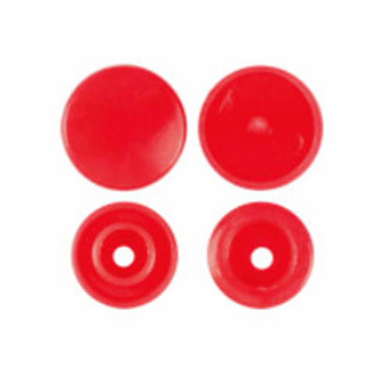 Image de Bouton Pression à Griffe en Résine Rond Rouge 12mm x 6.8mm, 10 Paquets